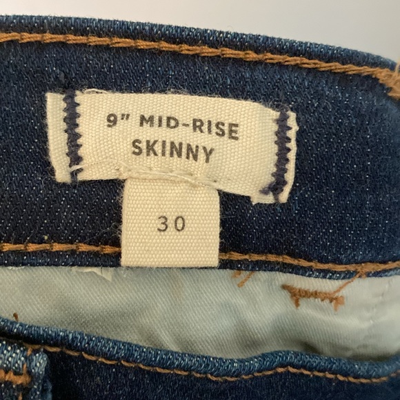 Madewell 9" Mid-Rise Skinny Jeans like new size 30 - Picture 5 of 7